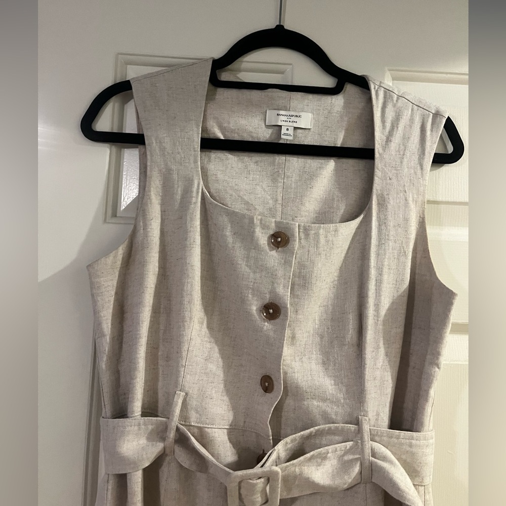 Banana Republic LINEN-BLEND BUTTON MIDI DRESS with Belt - Picture 3 of 6